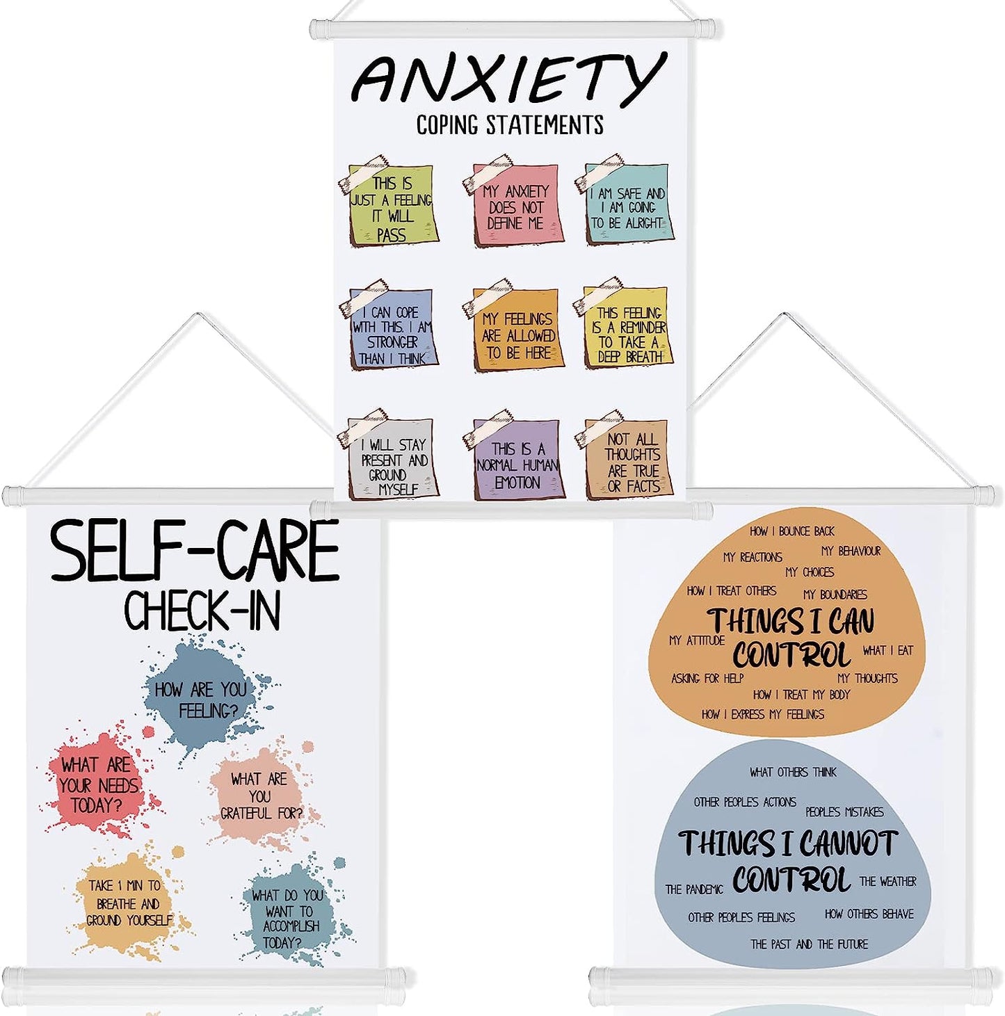 3 Pcs Mental Health Posters Calming Positive Feelings Emotions Poster for Behavior