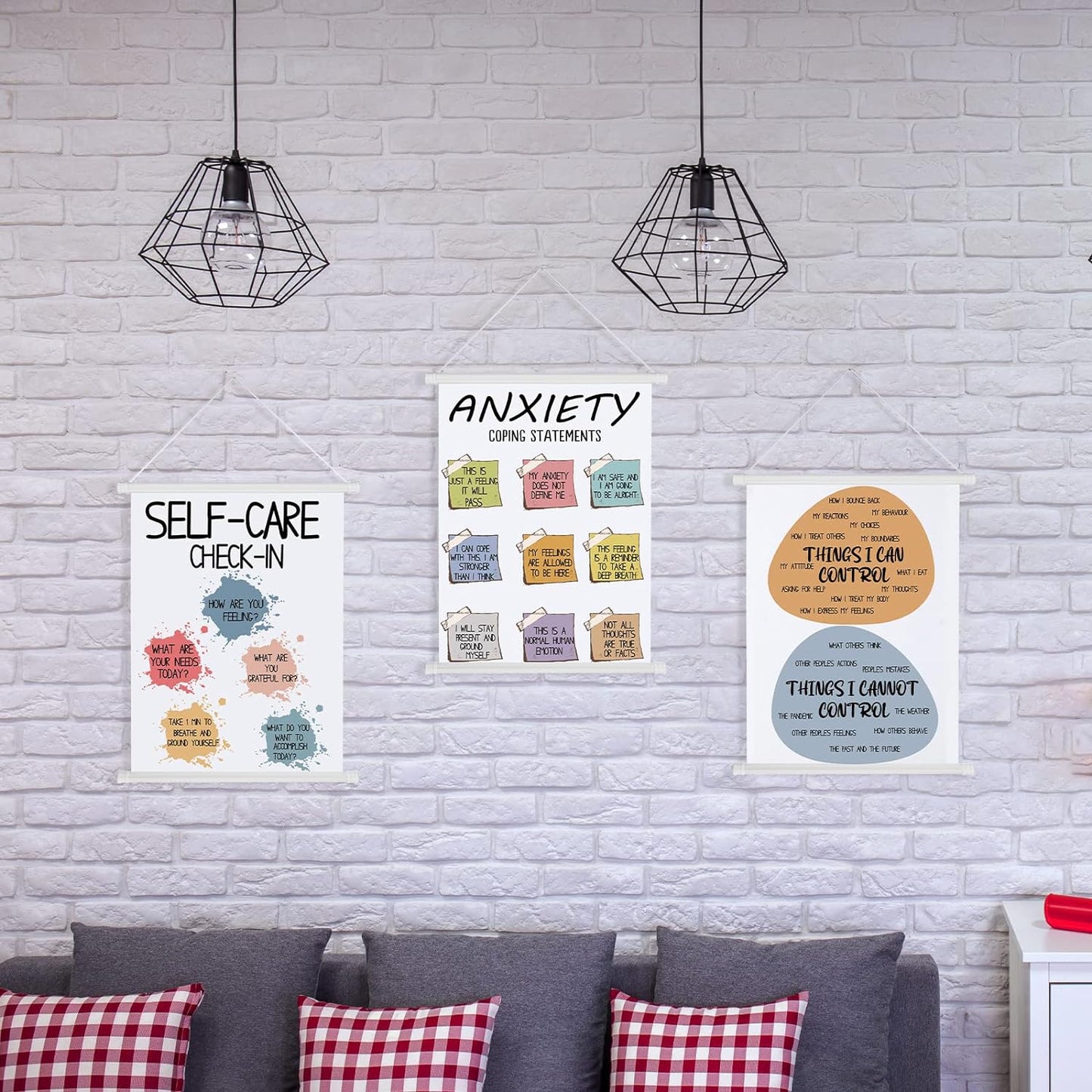 3 Pcs Mental Health Posters Calming Positive Feelings Emotions Poster for Behavior