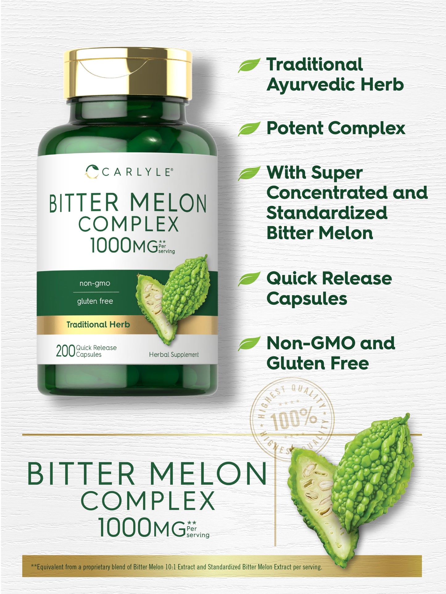 Bitter Melon Capsules | 200 Count | Complex Supplement | by