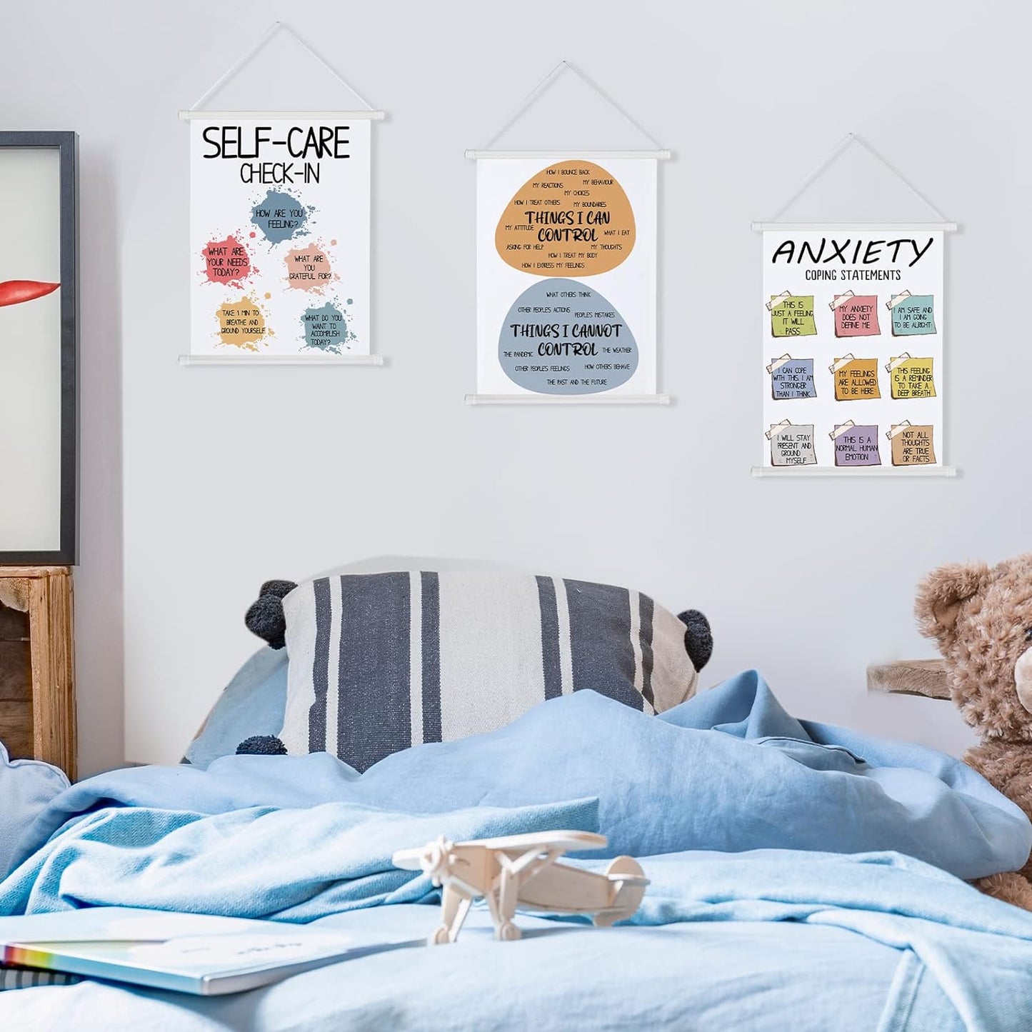 3 Pcs Mental Health Posters Calming Positive Feelings Emotions Poster for Behavior