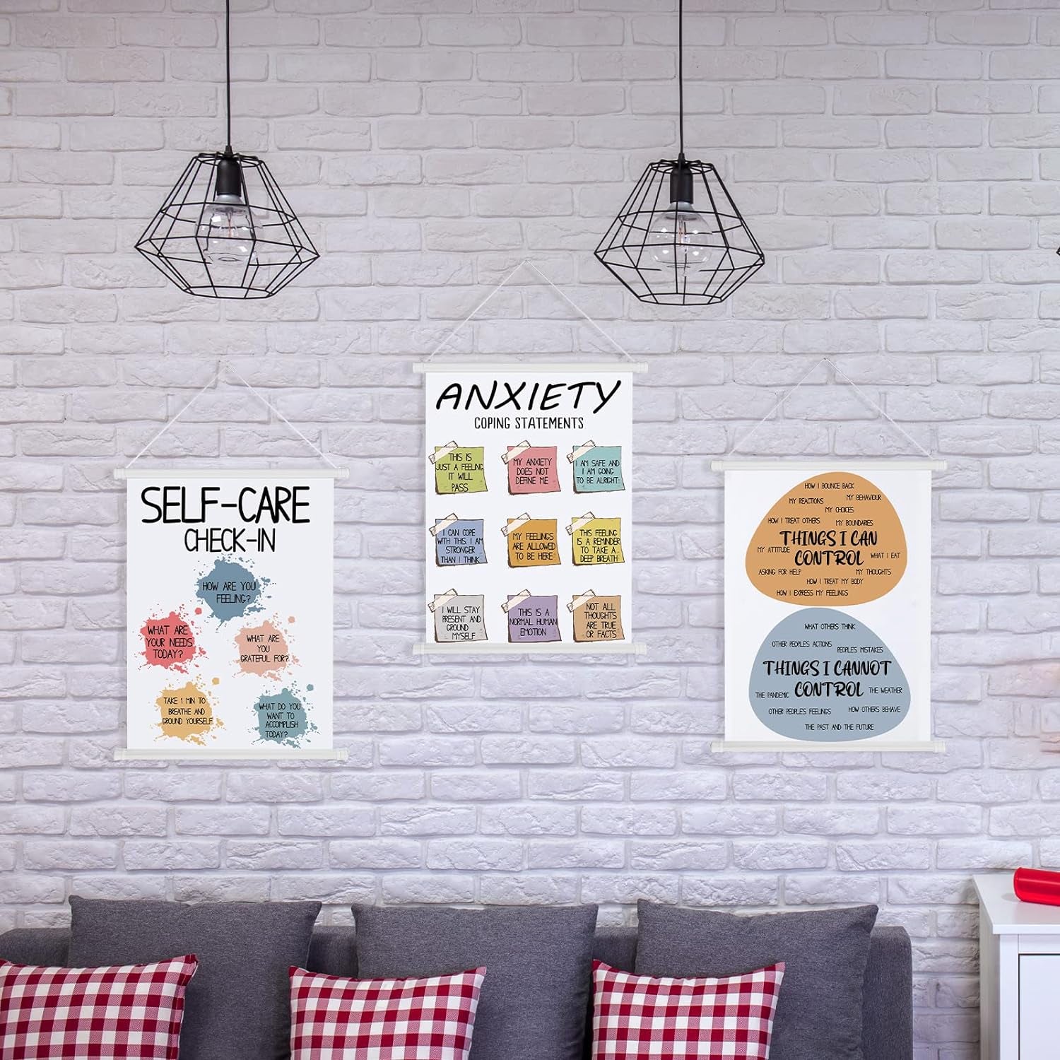 3 Pcs Mental Health Posters Calming  Positive Feelings Emotions Poster for Behavior