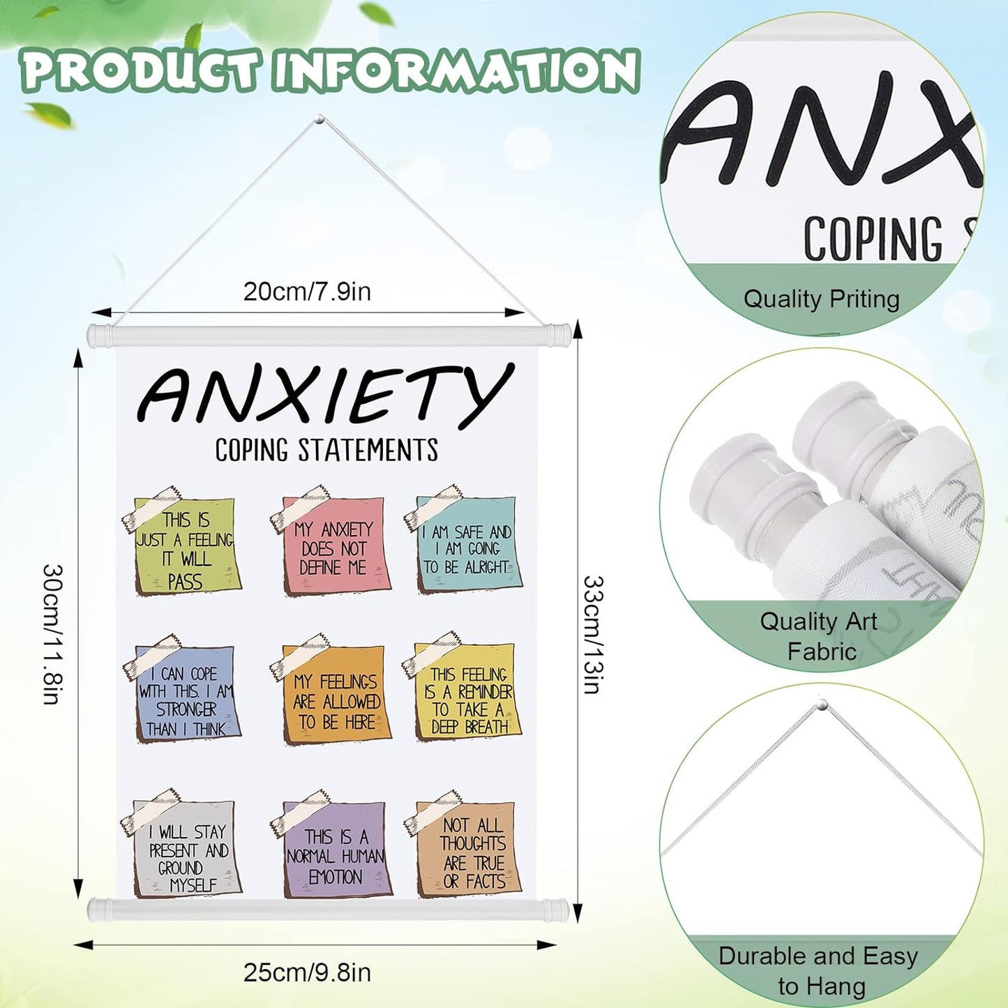 3 Pcs Mental Health Posters Calming  Positive Feelings Emotions Poster for Behavior