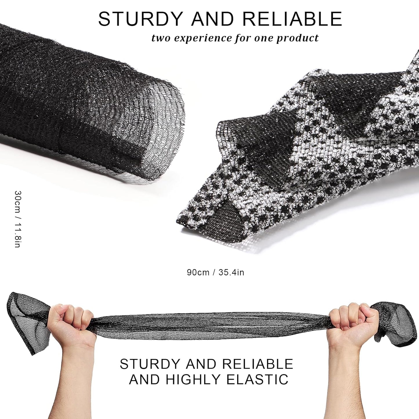 2 Pieces Exfoliating Washcloth Shower Towel African Net Sponge Japanese Wash Cloth Face Exfoliating Sponge Loofah Exfoliating Body Scrubber for Body Exfoliation (Black)