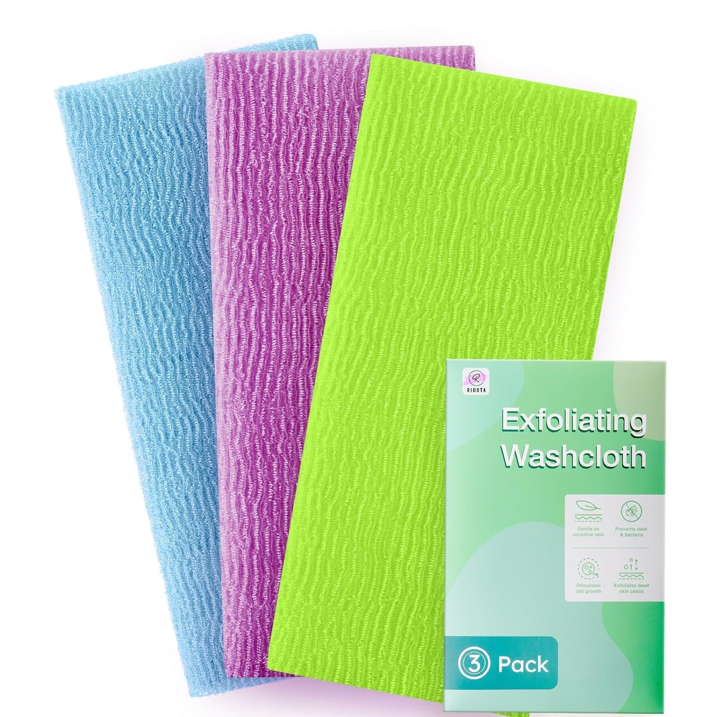 2 Pieces Exfoliating Washcloth Shower Towel African Net Sponge Japanese Wash Cloth Face Exfoliating Sponge Loofah Exfoliating Body Scrubber for Body Exfoliation (Black)
